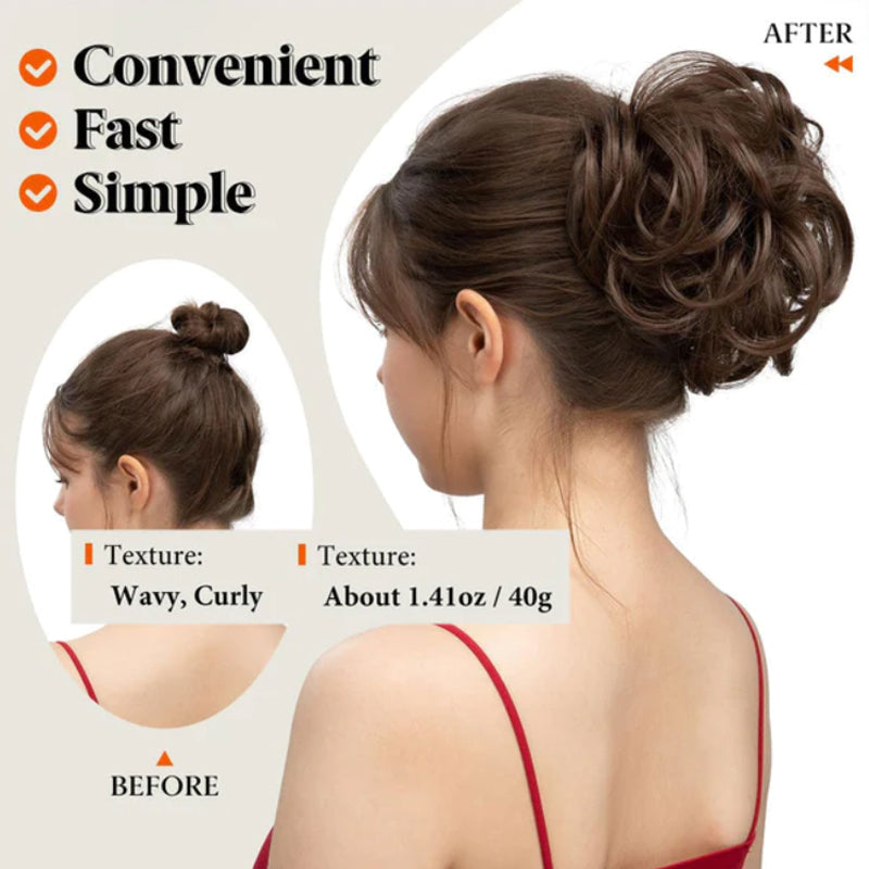 ✨ Clip-In Messy Side Comb Hair Bun – Instant Voluminous Updo, Heat Resistant 🎀