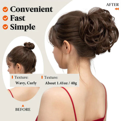 ✨ Clip-In Messy Side Comb Hair Bun – Instant Voluminous Updo, Heat Resistant 🎀