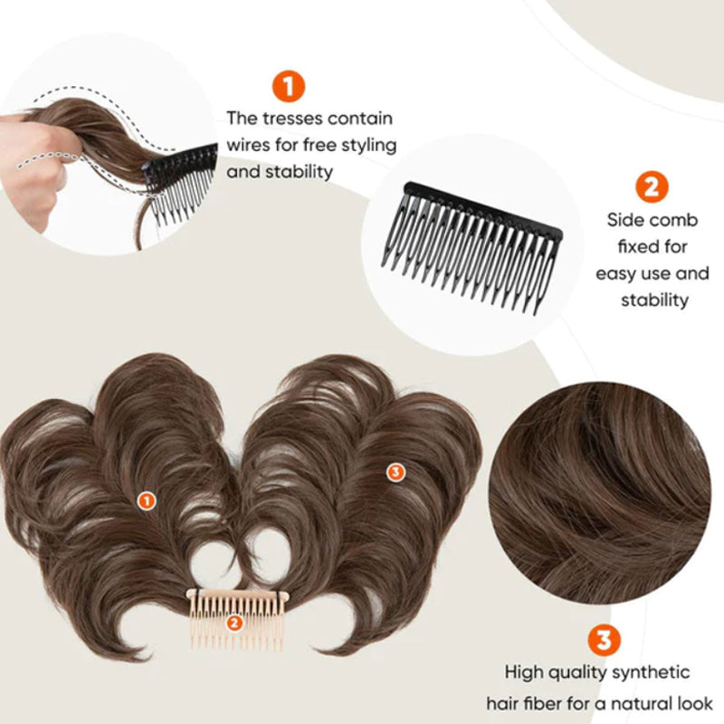 ✨ Clip-In Messy Side Comb Hair Bun – Instant Voluminous Updo, Heat Resistant 🎀