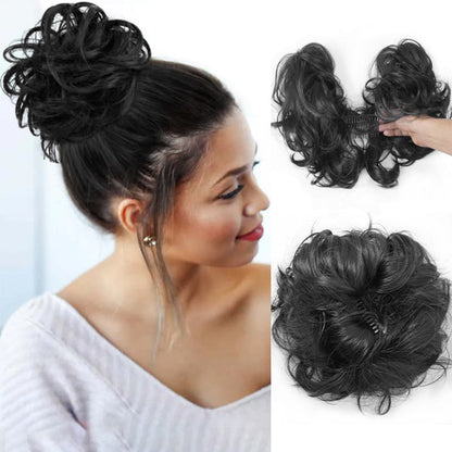 ✨ Clip-In Messy Side Comb Hair Bun – Instant Voluminous Updo, Heat Resistant 🎀