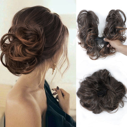 ✨ Clip-In Messy Side Comb Hair Bun – Instant Voluminous Updo, Heat Resistant 🎀