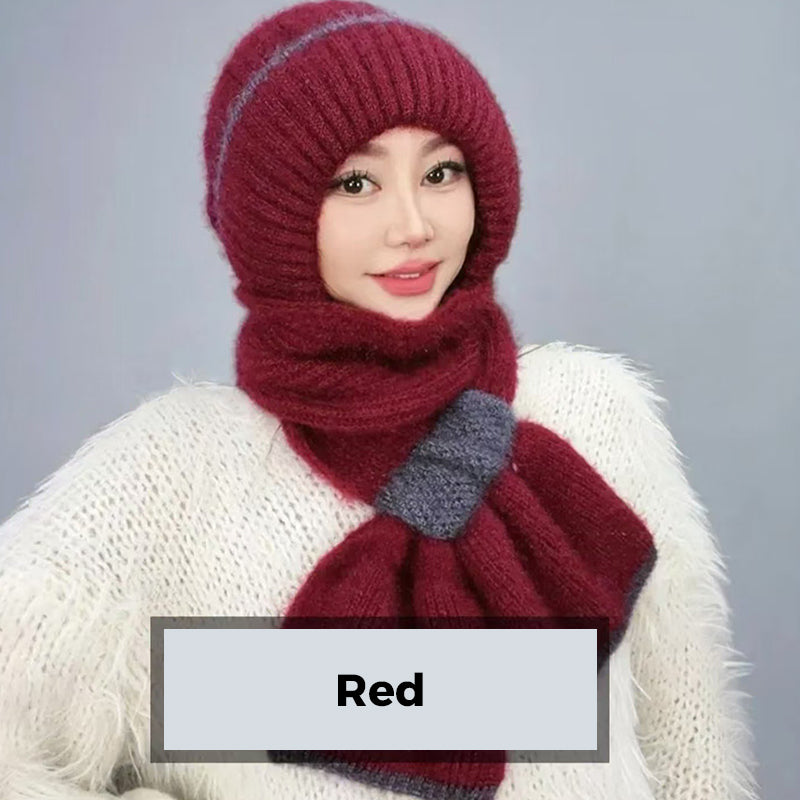 ❄️👩 Integrated Windproof Hat Scarf for Women - Warm Knitted Design, Ear Protection & Multiple Colors (Versatile for Winter Activities)!
