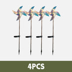 Solar-Powered 4-Blade Windmill Garden Decor Light Set