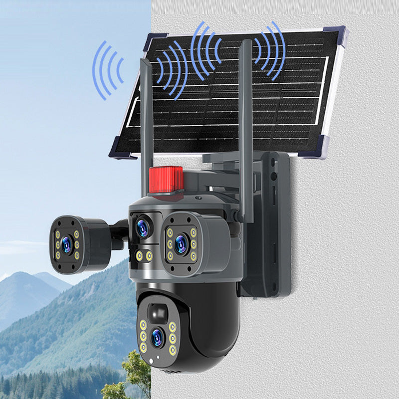 🎥 Triple-Lens Solar 360° Dome Camera