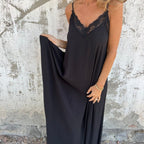 🌸Spring Specials💐 Women's Elegant Lace Trim V-Neck Spaghetti Strap Maxi Dress