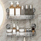 Wall Mounted Removable Suction Cup Shelf with Hooks
