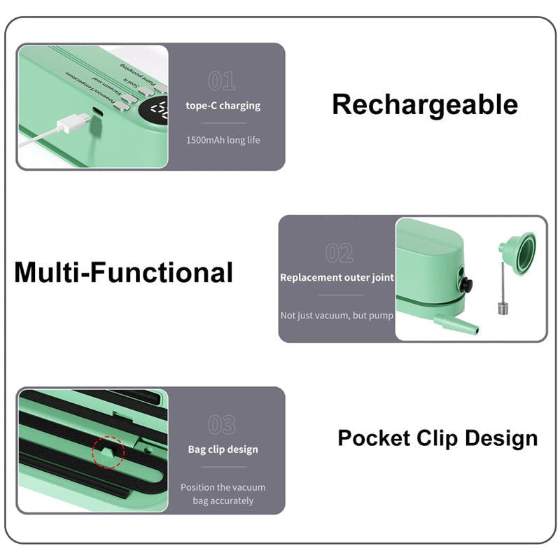 Portable Handheld Vacuum Food Preservation Packaging and Laminating Machine🍃