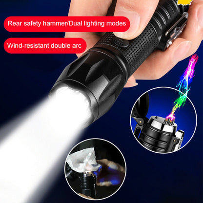 Rechargeable Flashlight with Dual Arc Lighter