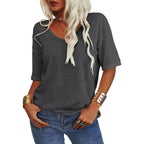 🔥Women's Solid Color V-Neck T-shirt