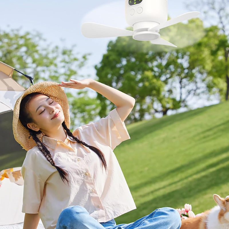 Rechargeable ceiling fan with LED lights 🌬️✨