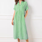 🔥Striped Lapel Button Down Shirt Dress | With Functional Pockets