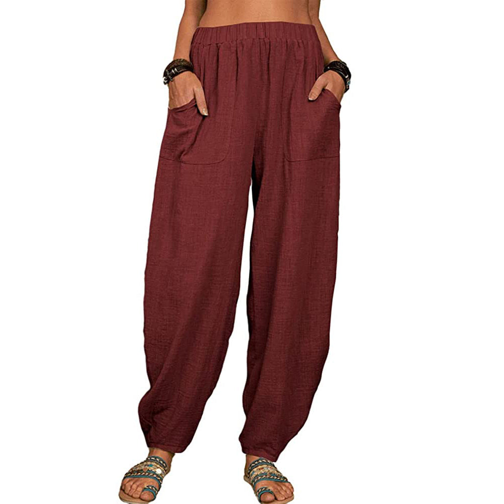 👚 Wide-leg Linen And Cotton Pants For Women