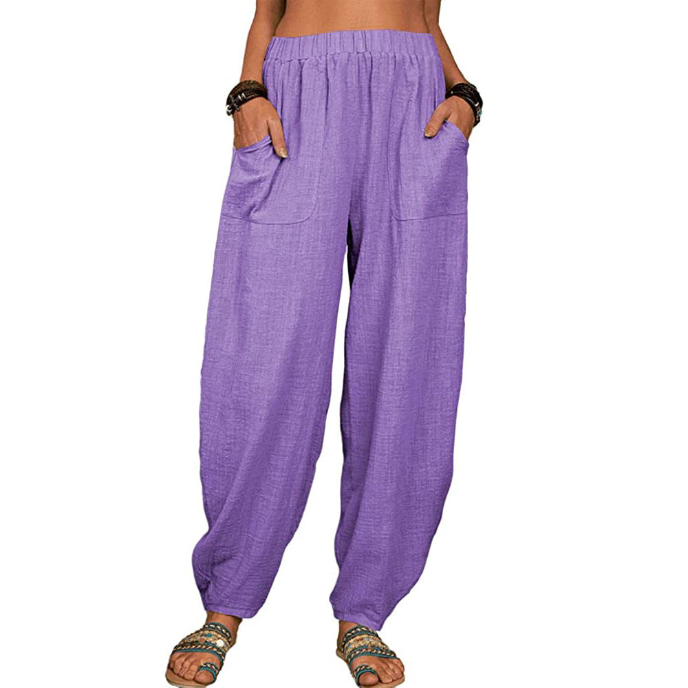 👚 Wide-leg Linen And Cotton Pants For Women