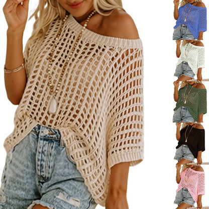👚Women's Mesh Knit Top – Cloud-Soft, Seductive Details & Perfect Cover-Up
