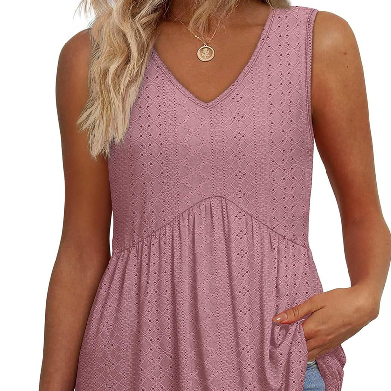 Women’s Casual V-Neck Floral Ruffles Sleeveless Top