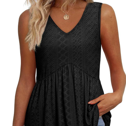 Women’s Casual V-Neck Floral Ruffles Sleeveless Top
