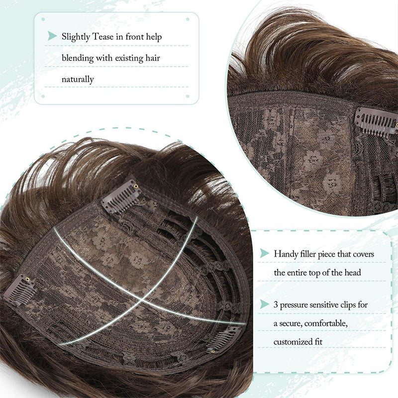 🔥SHORT NATURAL HAIRPIECE FOR THE TOP OF THE HEAD