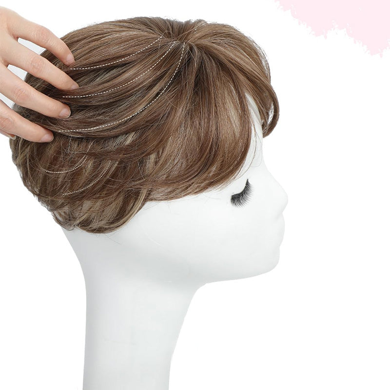 🔥SHORT NATURAL HAIRPIECE FOR THE TOP OF THE HEAD