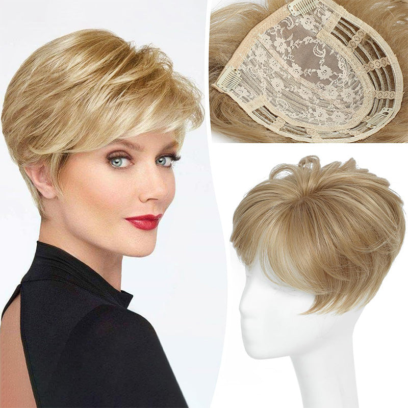 🔥SHORT NATURAL HAIRPIECE FOR THE TOP OF THE HEAD