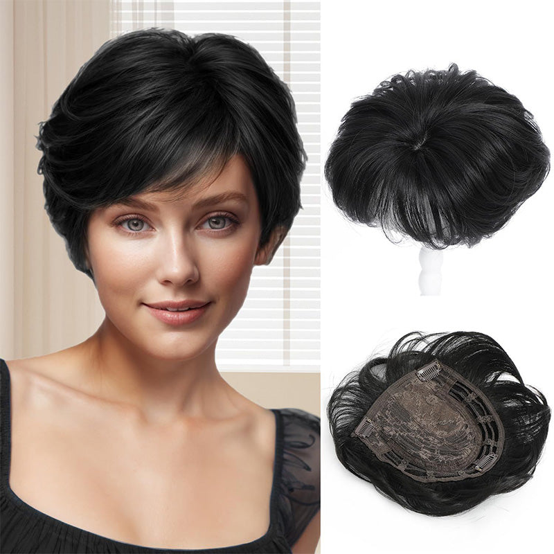 🔥SHORT NATURAL HAIRPIECE FOR THE TOP OF THE HEAD