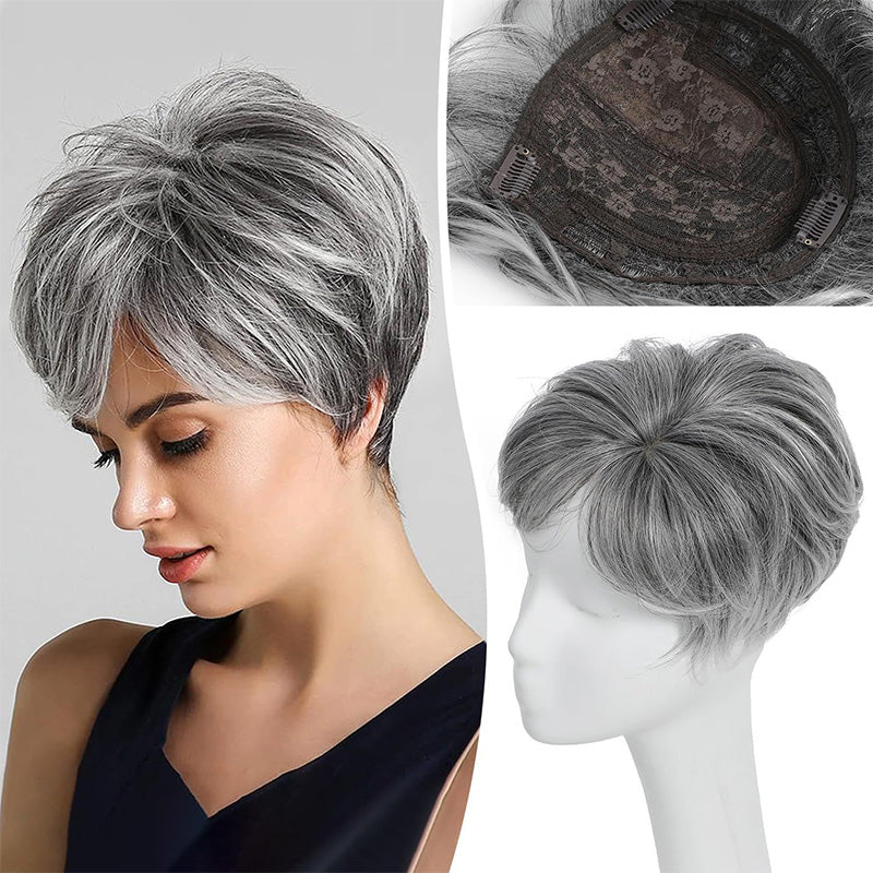 🔥SHORT NATURAL HAIRPIECE FOR THE TOP OF THE HEAD