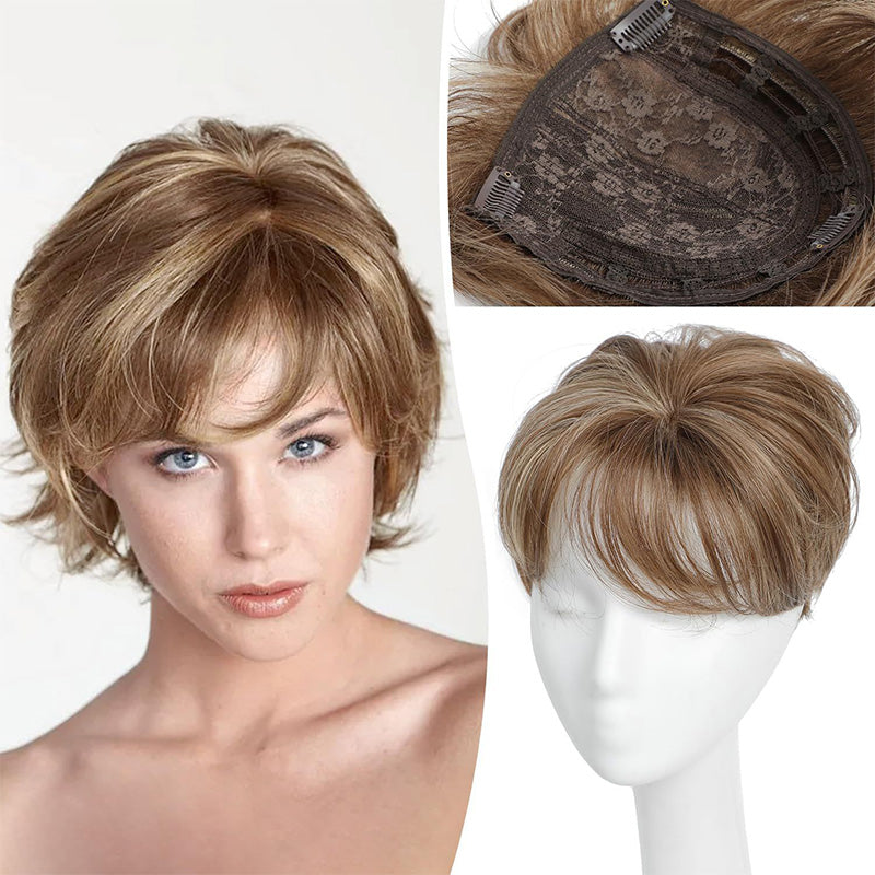 🔥SHORT NATURAL HAIRPIECE FOR THE TOP OF THE HEAD