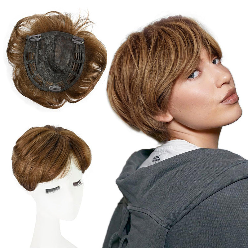 🔥SHORT NATURAL HAIRPIECE FOR THE TOP OF THE HEAD