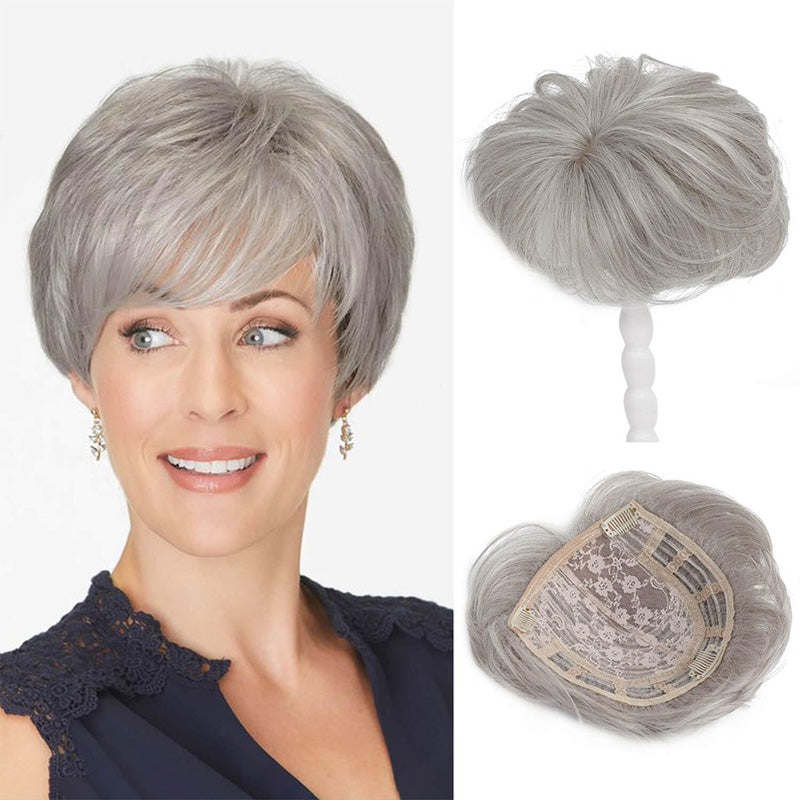 🔥SHORT NATURAL HAIRPIECE FOR THE TOP OF THE HEAD