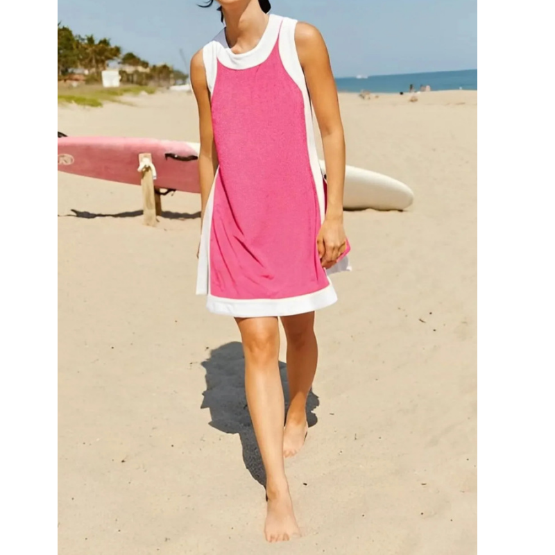 Women's Casual Color Block Sleeveless Tops Matching Shorts