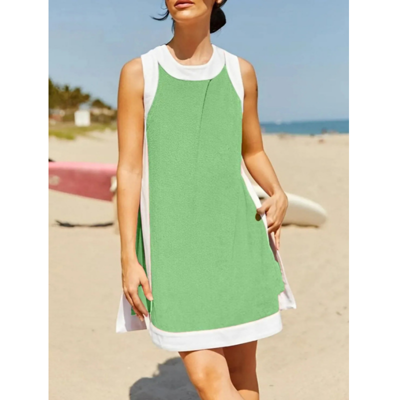 Women's Casual Color Block Sleeveless Tops Matching Shorts