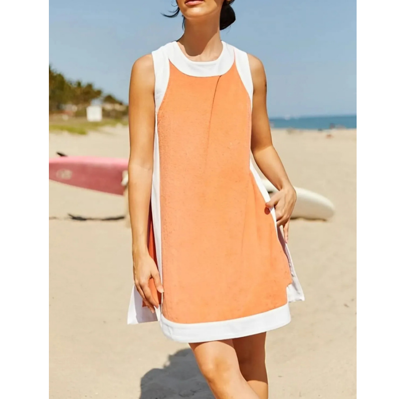 Women's Casual Color Block Sleeveless Tops Matching Shorts