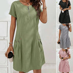 Women's Half-Zip Button Pocket Dress