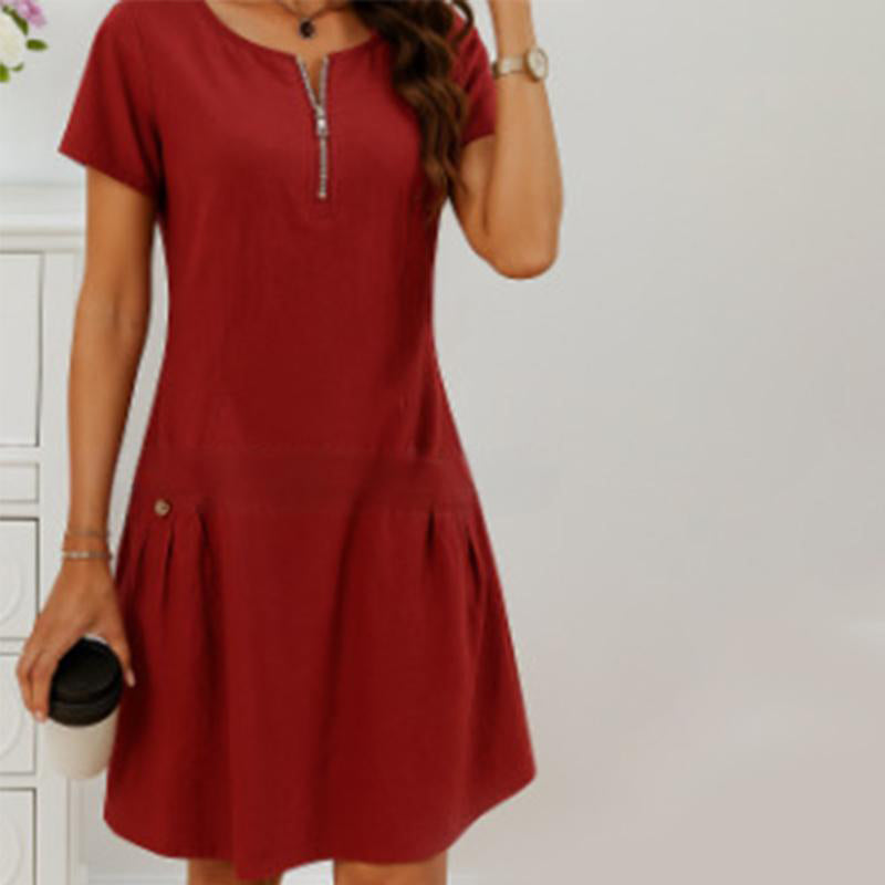 Women's Half-Zip Button Pocket Dress