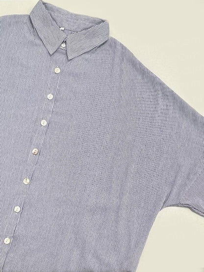 【Relaxed】Striped Cardigan Loose Large Size Irregular Dress