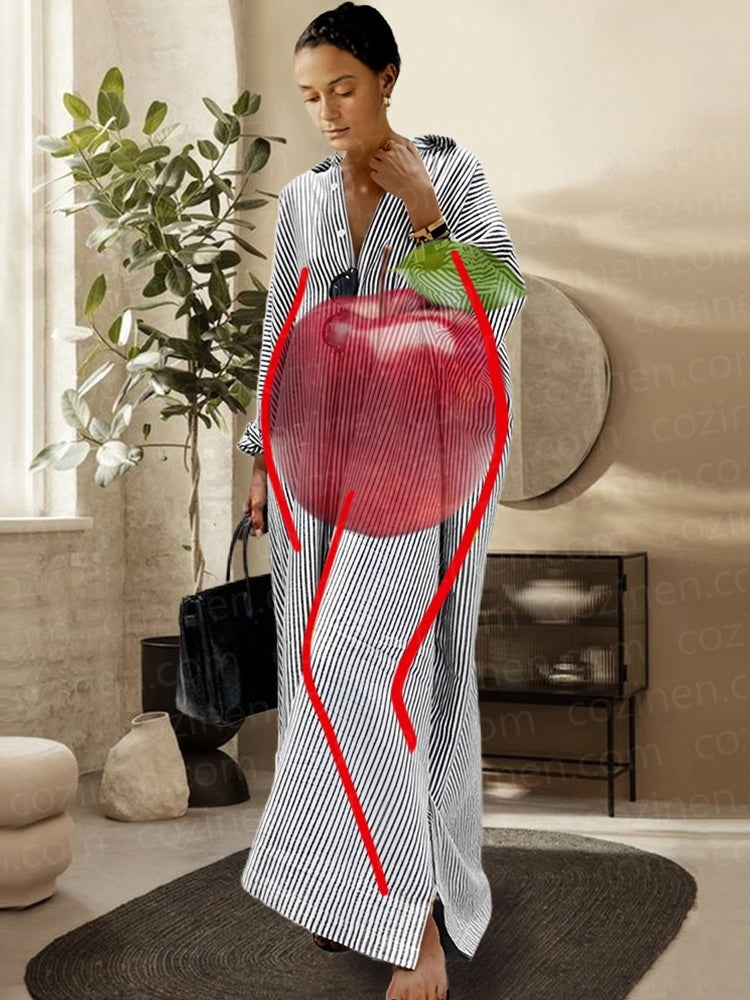 【Relaxed】Striped Cardigan Loose Large Size Irregular Dress