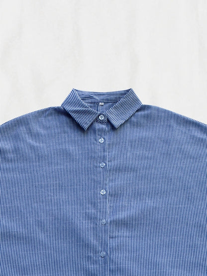 【Relaxed】Striped Cardigan Loose Large Size Irregular Dress