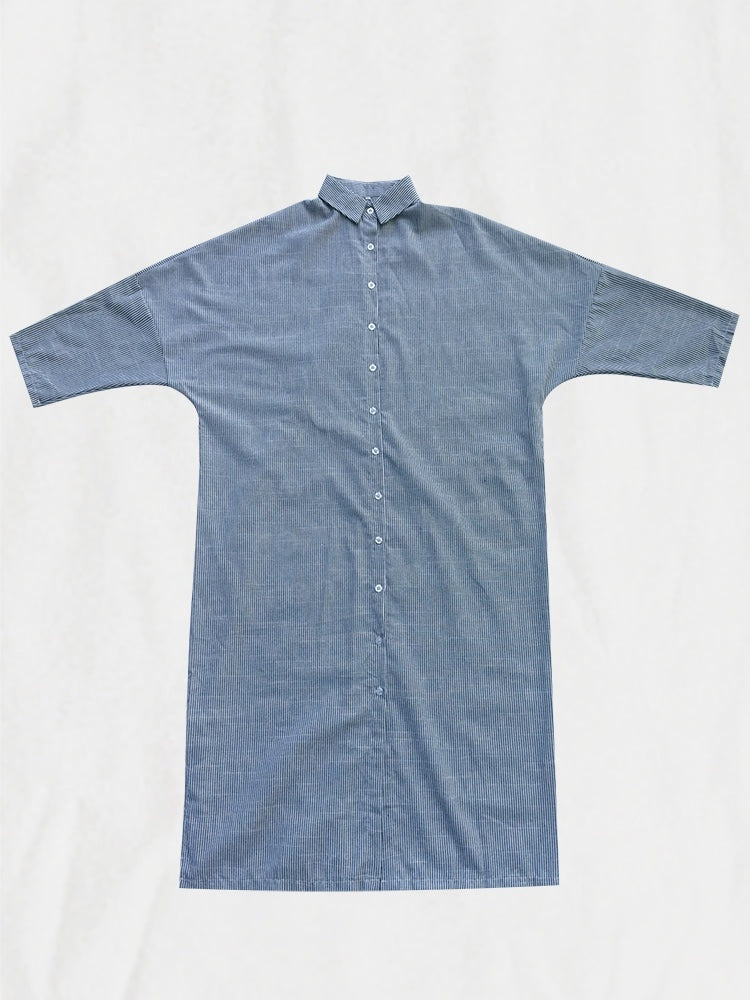 【Relaxed】Striped Cardigan Loose Large Size Irregular Dress