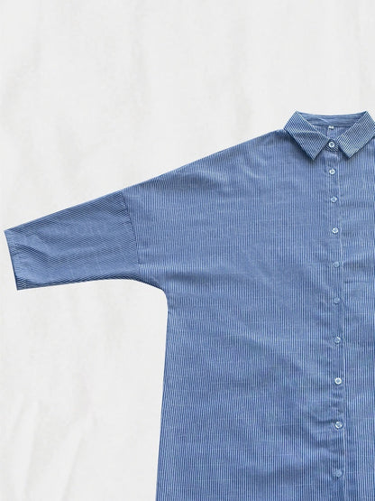 【Relaxed】Striped Cardigan Loose Large Size Irregular Dress