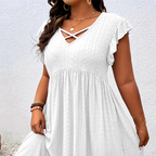 👗 Women's V-Neck Ruffle Trim Dress – Flattering, Soft & Perfect for Any Event 🌸