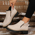 ✨Women's Round-Toe Ankle Boots with Side Zipper
