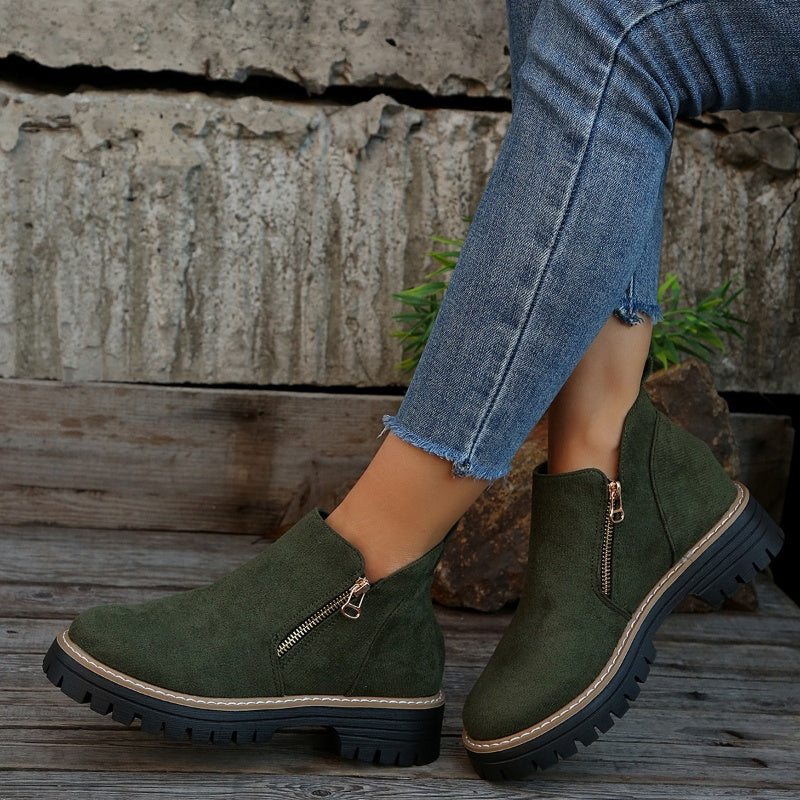 ✨Women's Round-Toe Ankle Boots with Side Zipper