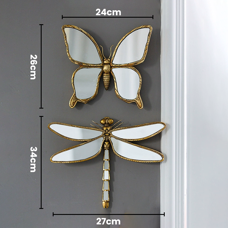 Vintage Mirror Butterfly & Dragonfly Wall Decor