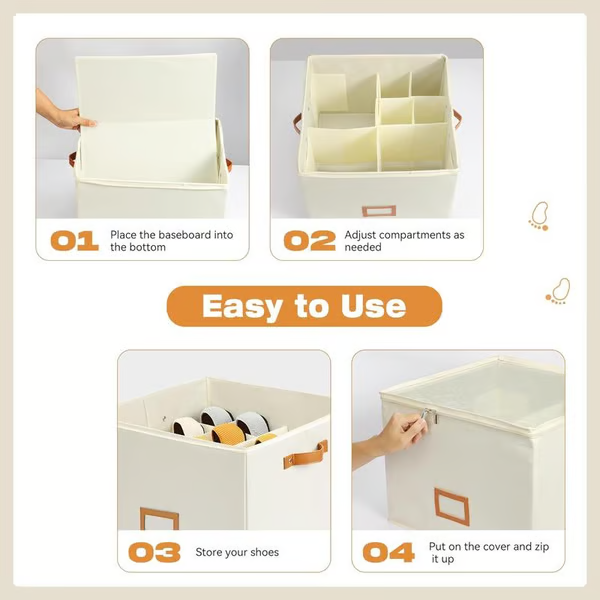 👟 Fabric Shoe Organizer Storage Box – Foldable Design, Large Capacity, Dustproof & Breathable, Space-Saving for Closet & Bedroom 🧺