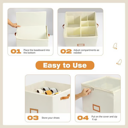 👟 Fabric Shoe Organizer Storage Box – Foldable Design, Large Capacity, Dustproof & Breathable, Space-Saving for Closet & Bedroom 🧺