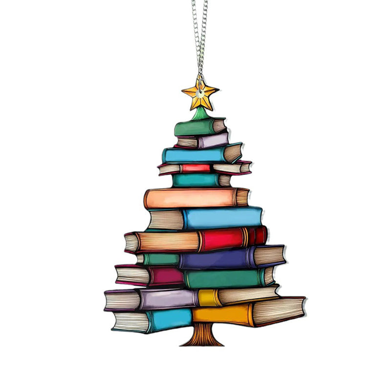 Book Stack Christmas Tree Suncatcher