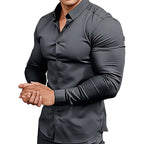 🔥High Quality Men's Four Seasons Solid Color Lapel Long Sleeve Button Shirt