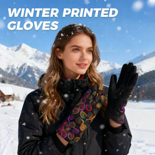 Women's Winter Warm Printed Gloves
