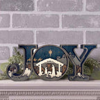 Wooden JOY Nativity Scene Christmas Ornament