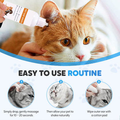 📢✨ Pet Ear Cleaner - Gentle Formula with Soothing Aloe for Dogs & Cats, Prevents Infections & Odor 🌿