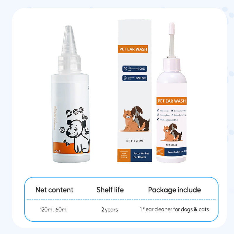📢✨ Pet Ear Cleaner - Gentle Formula with Soothing Aloe for Dogs & Cats, Prevents Infections & Odor 🌿